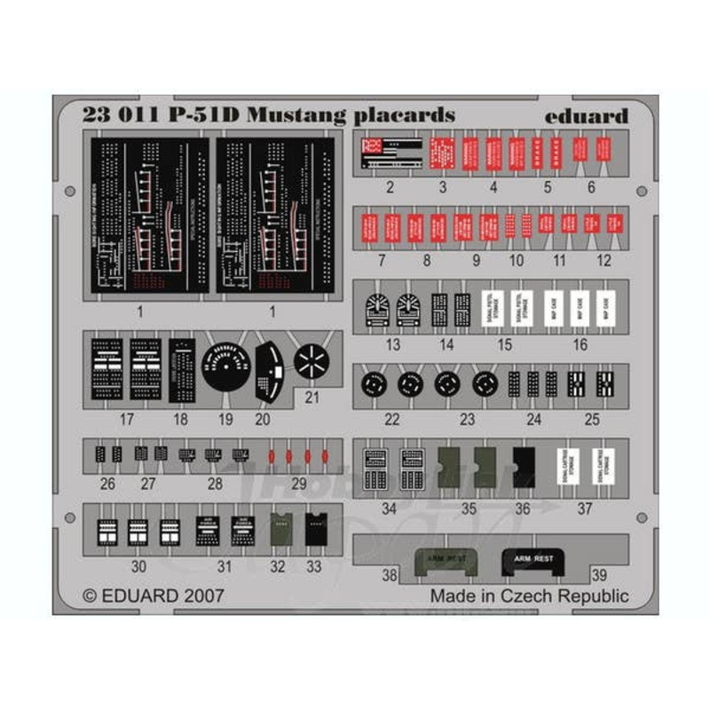 1/24 P-51D Mustang placards  PE Set S.A. (for Trumpeter)