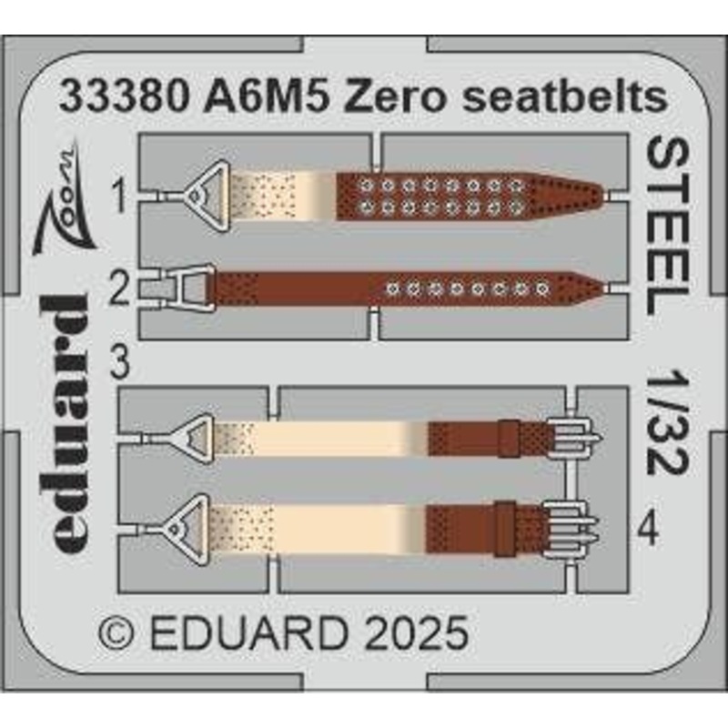 1/32 A6M5 Zero seatbelts STEEL (For Tamiya)