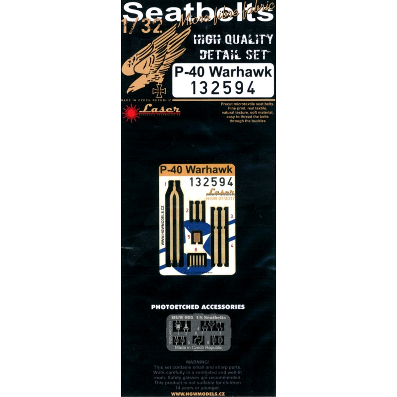 1/32 P-40 Warhawk Fabric Seat Belts