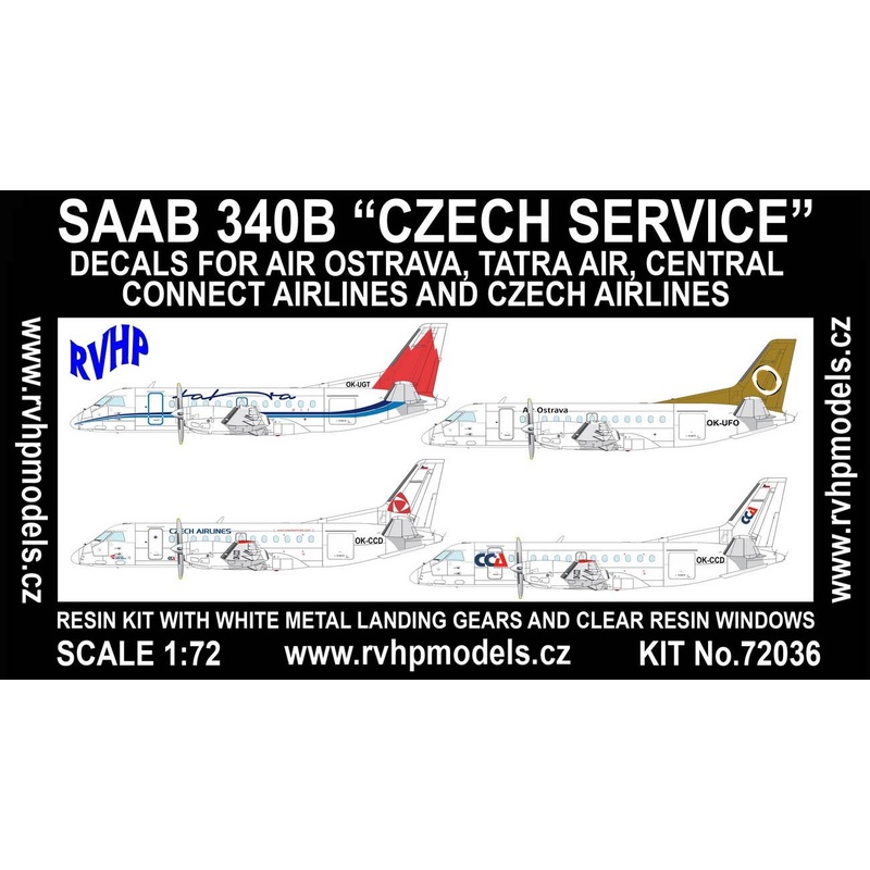 1/72 Saab 340B Czech Service (Air Ostrava, Tatra Air, CCA, Czech Airlines)