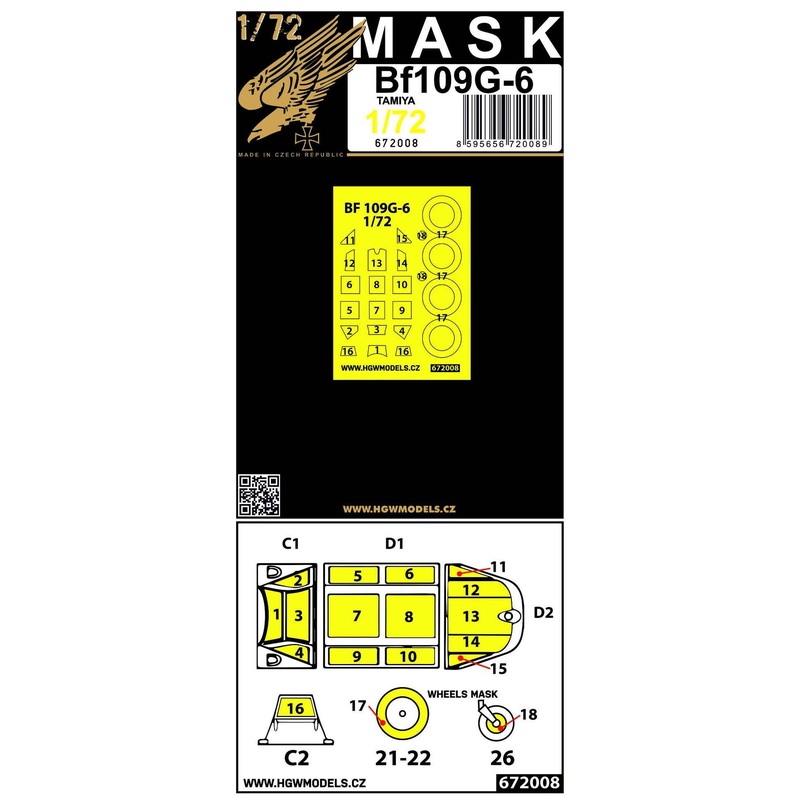 1/72 Bf109G-6 Masks (for Tamiya)