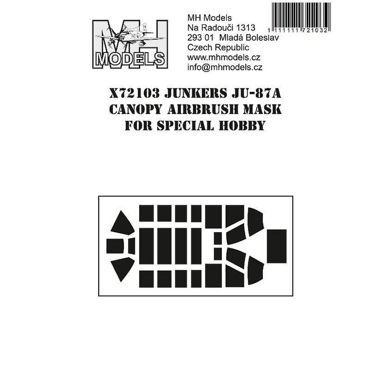 1/72 Ju 87A canopy airbrush mask for Special Hobby