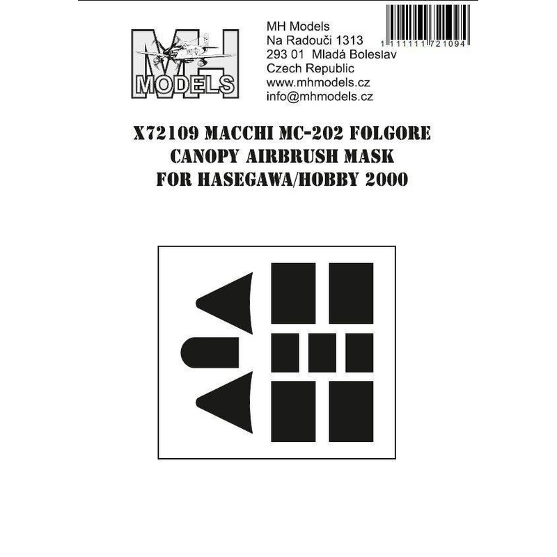 1/72 MC.202 Folgore canopy airbrush mask for Hasegawa/Hobby2000