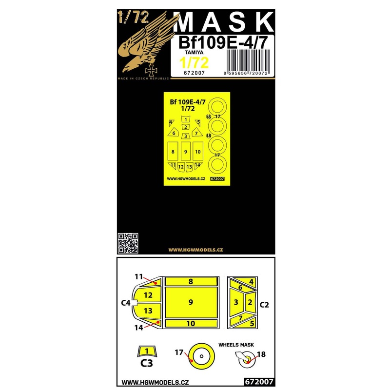 1/72 Bf 109E-4/7 Masks (for Tamiya)