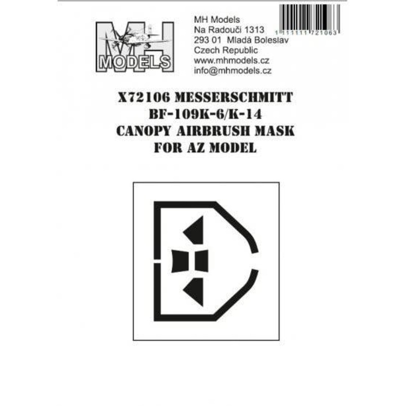 1/72 Bf 109K-6/K-14 canopy airbrush mask for AZ model