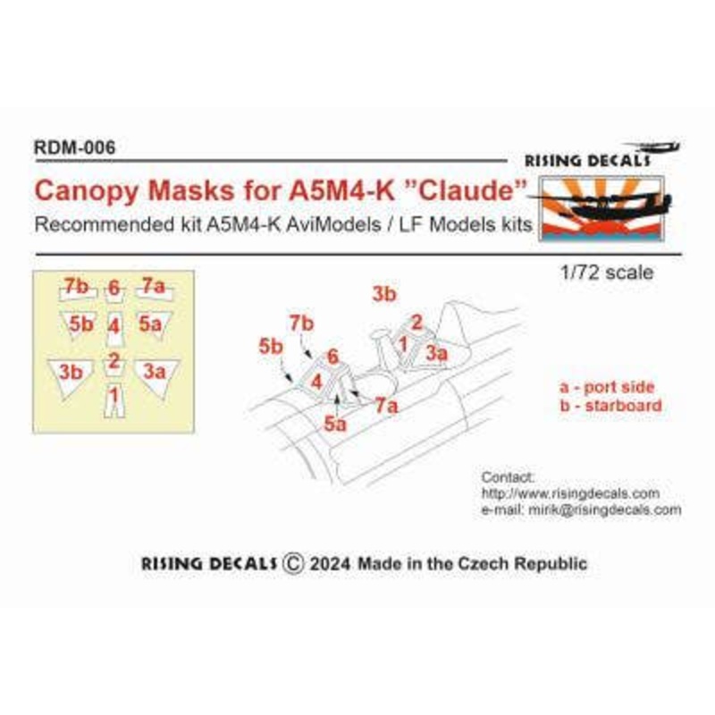 1/72 Canopy Mask for A5M4-K Claude (AviModels / LF Models)