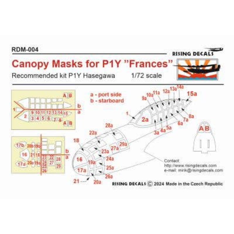1/72 Canopy Mask for P1Y  Frances (Hasegawa)