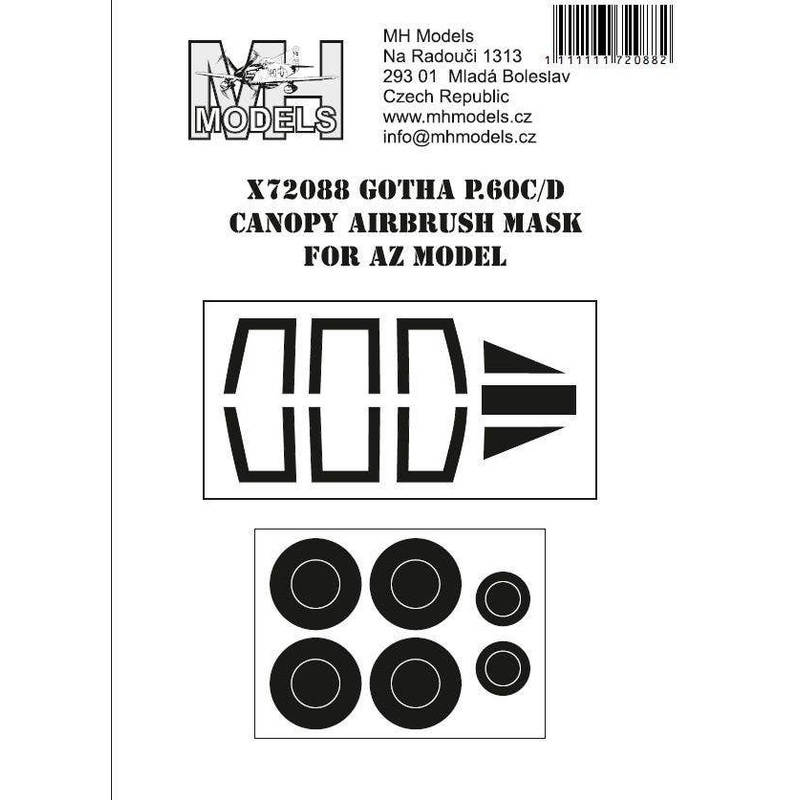 1/72 Gotha P.60C/D canopy airbrush mask for AZ Model