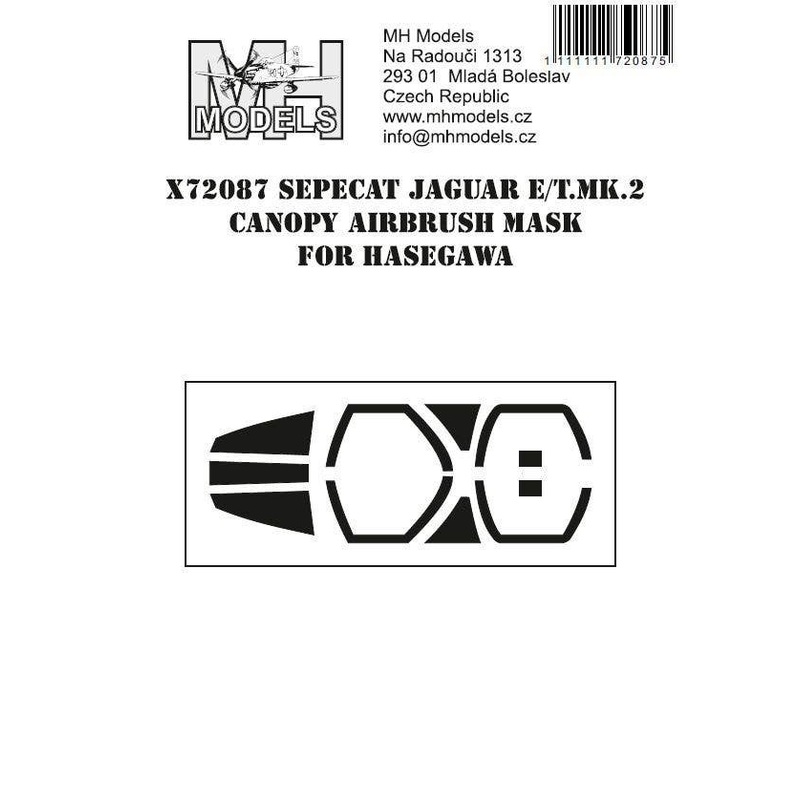 1/72 Jaguar E/T.Mk.2 canopy airbrush mask for Hasegawa