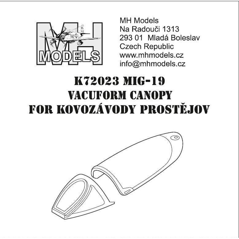 1/72 MiG-19 vacuform canopy Kovozavody Prostejov