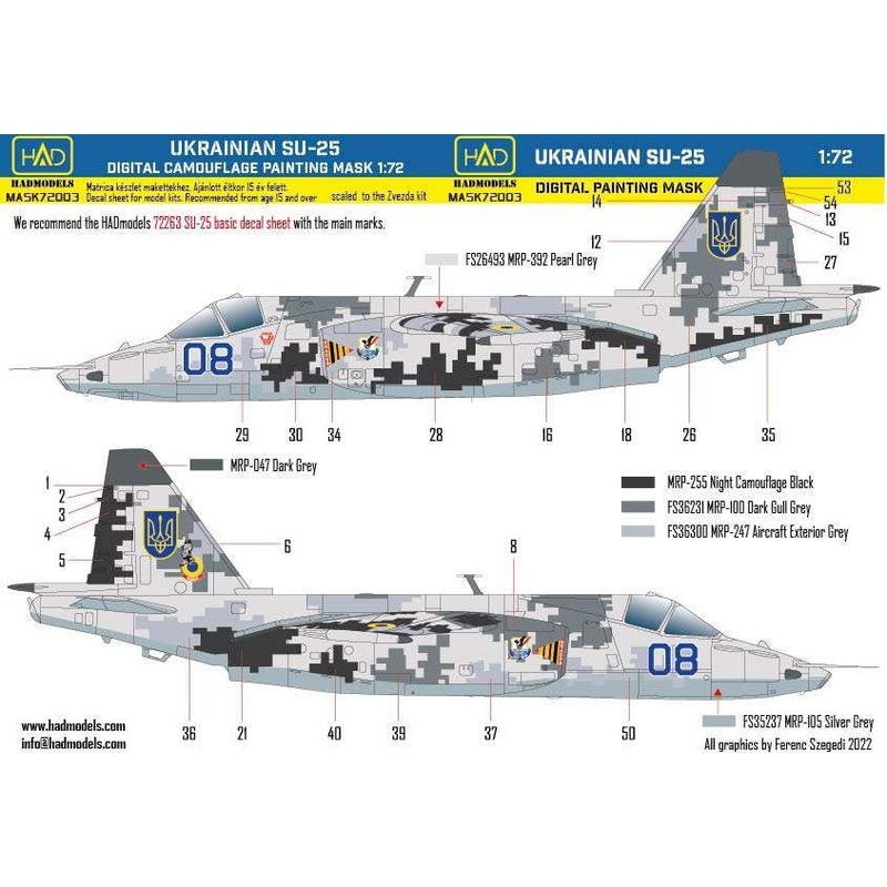 1/72 Su-25 Ukrainian Digital Camouflage painting mask