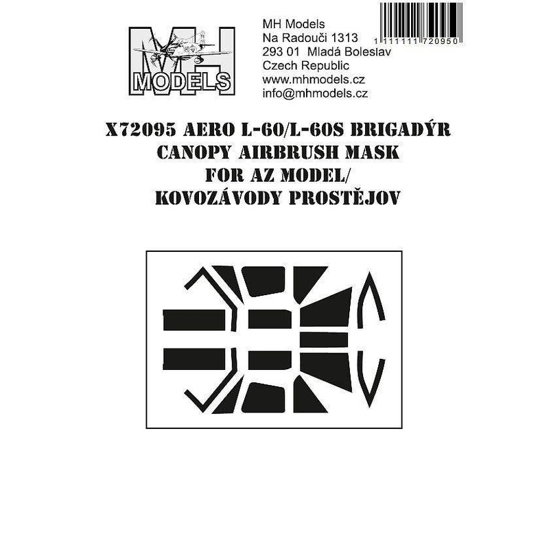 1/72 Aero L-60/L-60S Brigadyr canopy airbrush mask for AZ model / Kovozavody Prostejov