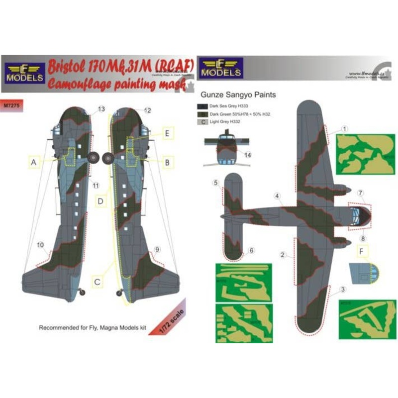 1/72 Bristol Freiter Mk.31 Canadian Air Force Camouflage Mask Sticker (for Fly)