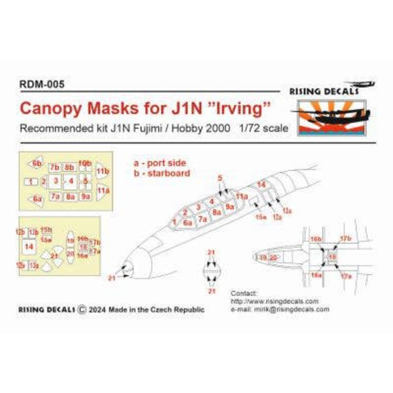 1/72 Canopy Mask for J1N Irving (Fujimi)