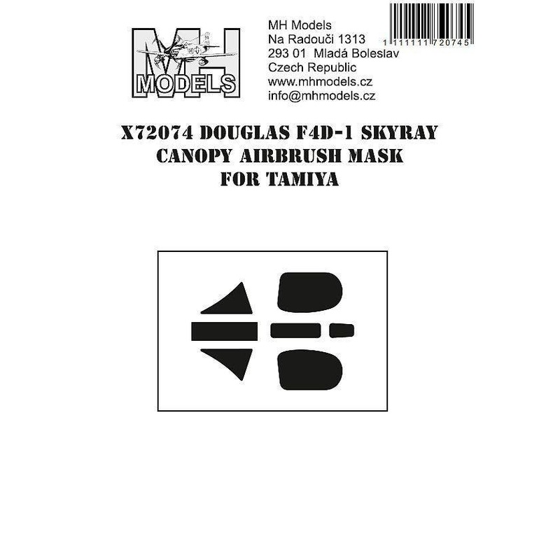 1/72 Douglas F4D-1 Skyray canopy airbrush mask for Tamiya