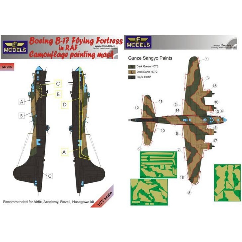 1/72 Fortress III British Camouflage Paint Mask Sticker (for Airfix)