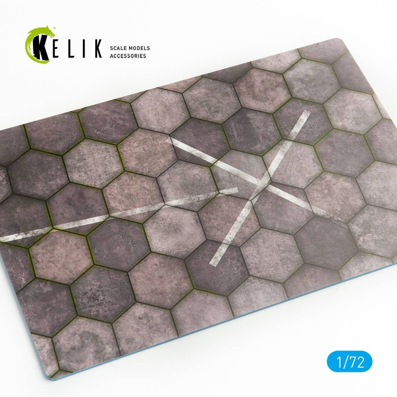 1/72 Hexagonal Concrete Plates for Aircraft and Helicopter Bases - Acrylic 3 mm (280 x 180 mm) (170 g)