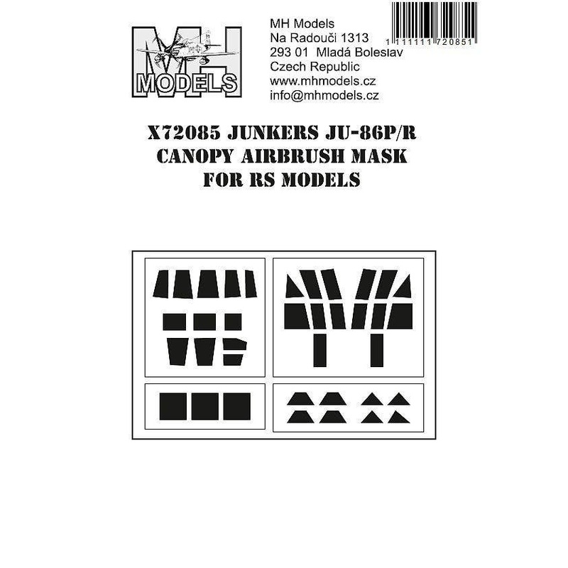 1/72 Junkers Ju-86P/R canopy airbrush mask for RS Models