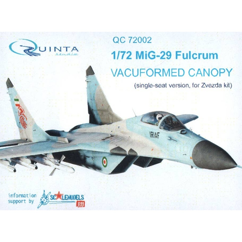 1/72 MiG-29 Vacuformed Clear Canopy, 2 pcs, (for 7278,  7309 Zvezda kit)