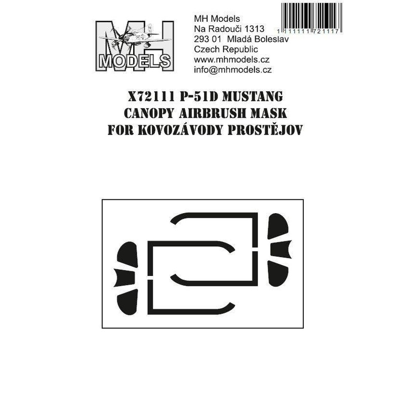 1/72 P-51D Mustang canopy airbrush mask for Kovozavody Prostejov