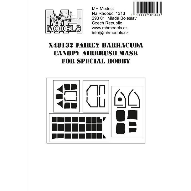 1/48 Barracuda canopy airbrush mask for Special Hobby
