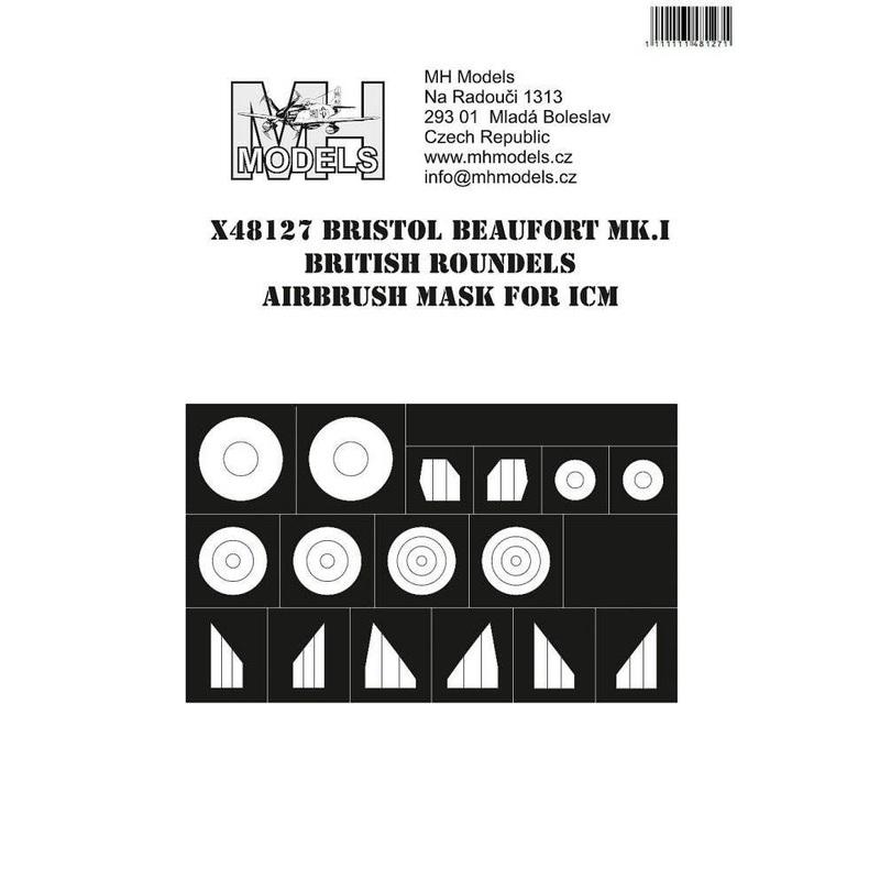 1/48 Bristol Beaufort Mk.I British roundels airbrush mask for ICM