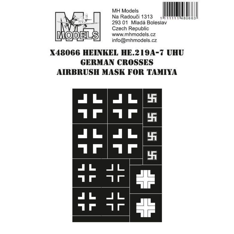 1/48 Heinkel He.219A-7 Uhu German Crosses Airbrush Mask for Tamiya