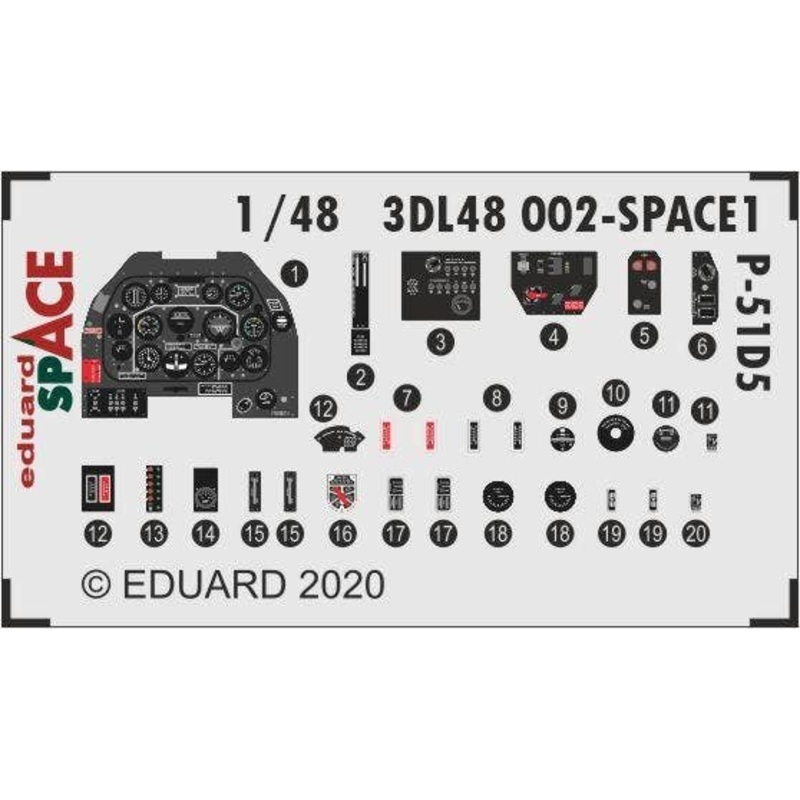 1/48 P-51D-5 SPACE Photo-Etched Parts and 3D Decals (for Eduard)
