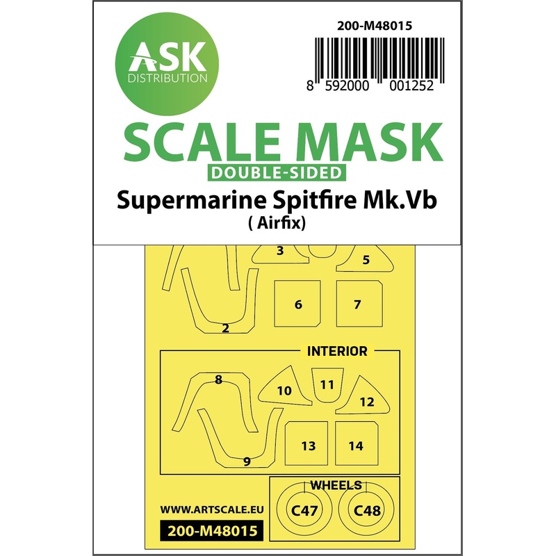 1/48 Spitfire Mk.Vb double-sided painting mask for Airfix