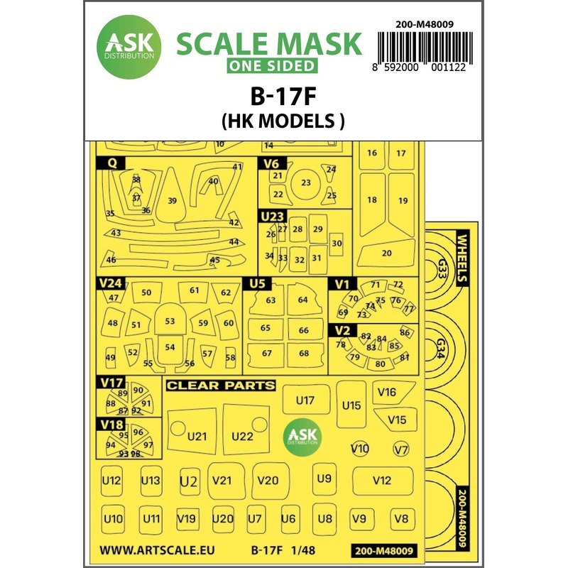 1/48 B-17F Flying Fortress outside painting mask for HK Models