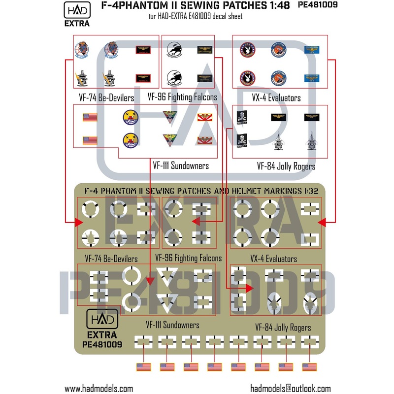 1/48 F-4 Phantom II sewing Patches VF-84 VF-111 VF-74 VF-96 VX-4 photo-etched part
