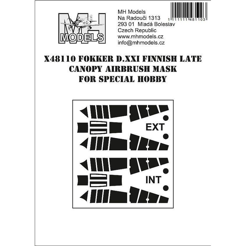 1/48 Fokker D.XXI Finnish Late Canopy Airbrush Mask for Special Hobby