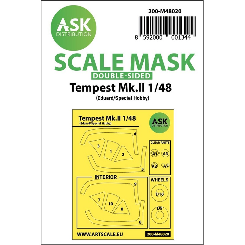 1/48 Hawker Tempest Mk.II double-sided painting mask for Eduard / Special Hobby
