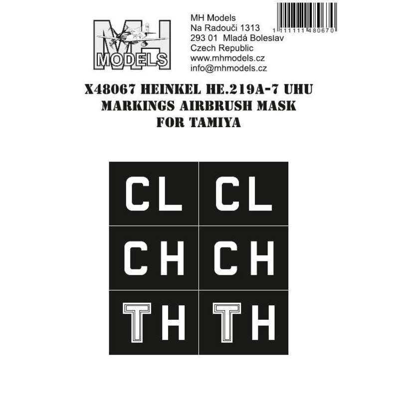 1/48 Heinkel He.219A-7 Uhu Markings Airbrush Mask for Tamiya