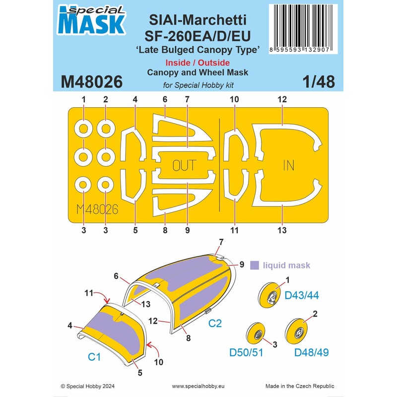 1/48 SF-260EA/D/EU 'Late Bulged Canopy Type' MASK
