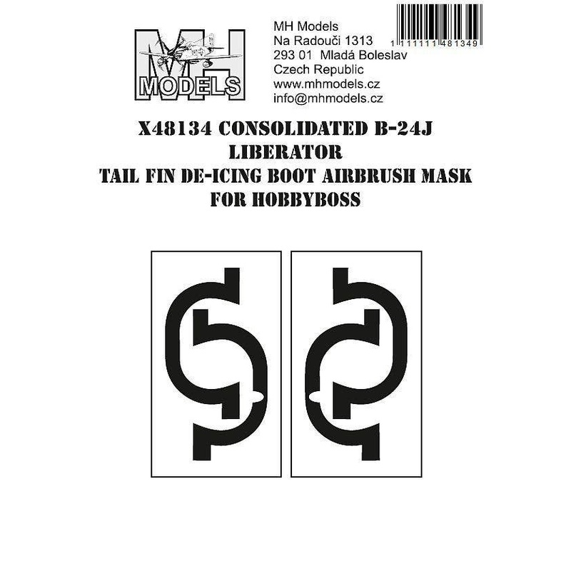 1/48 B-24J Liberator Tail Fin De-icing Boot airbrush mask for Hobbyboss