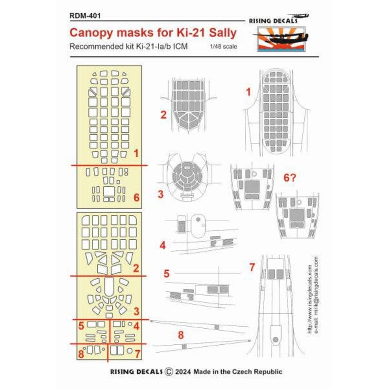 1/48 Canopy Mask for Ki-21-I Sally (ICM)