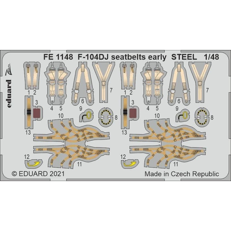 1/48 F-104DJ seatbelts early STEEL (Stainless Steel) (for Kinetic)