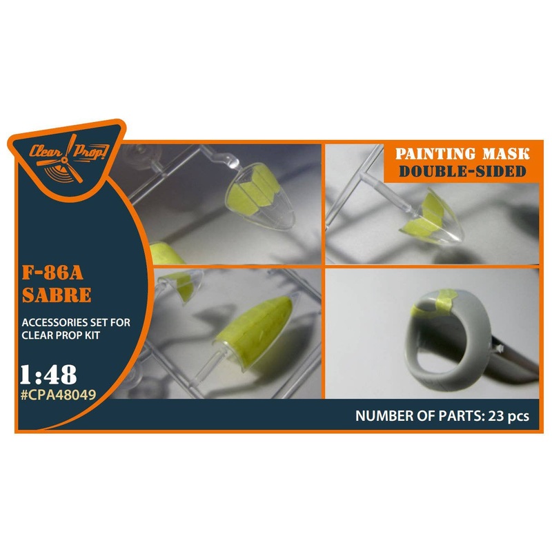 1/48 F-86A double-sided painting mask on yellow kabuki paper for Clear Prop! kits