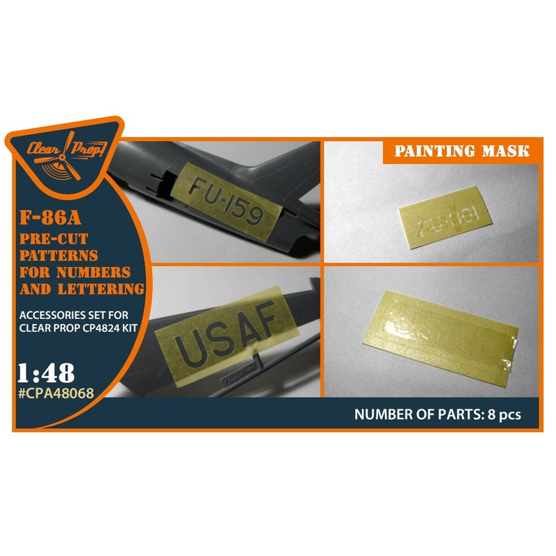 1/48 F-86A pre-cut patterns for numbers and letteringpainting mask on yellow kabuki paper for CP4824 kit