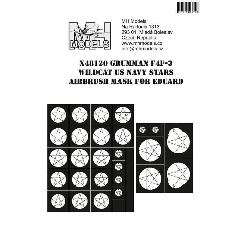 1/48 Grumman F4F-3 Wildcat US Navy stars airbrush mask for Eduard