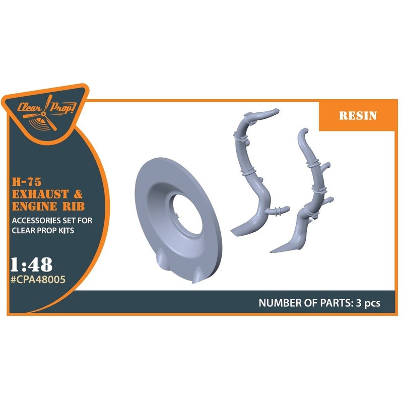 1/48 Hawk H-75 resin exhaust & engine rib (for Clear Prop!)