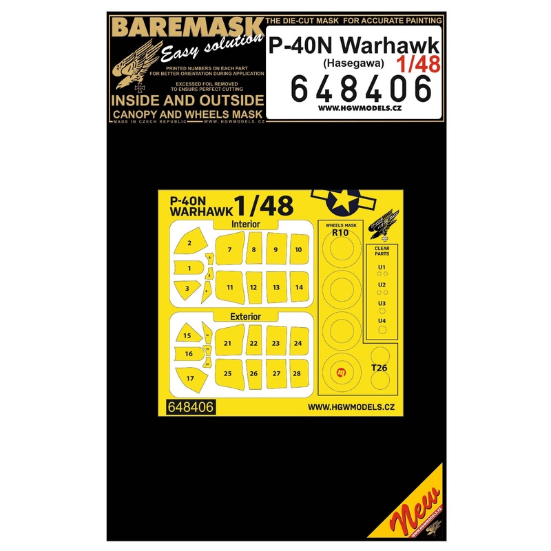 1/48 P-40N Warhawkdouble-sided paint mask for Hasegawa