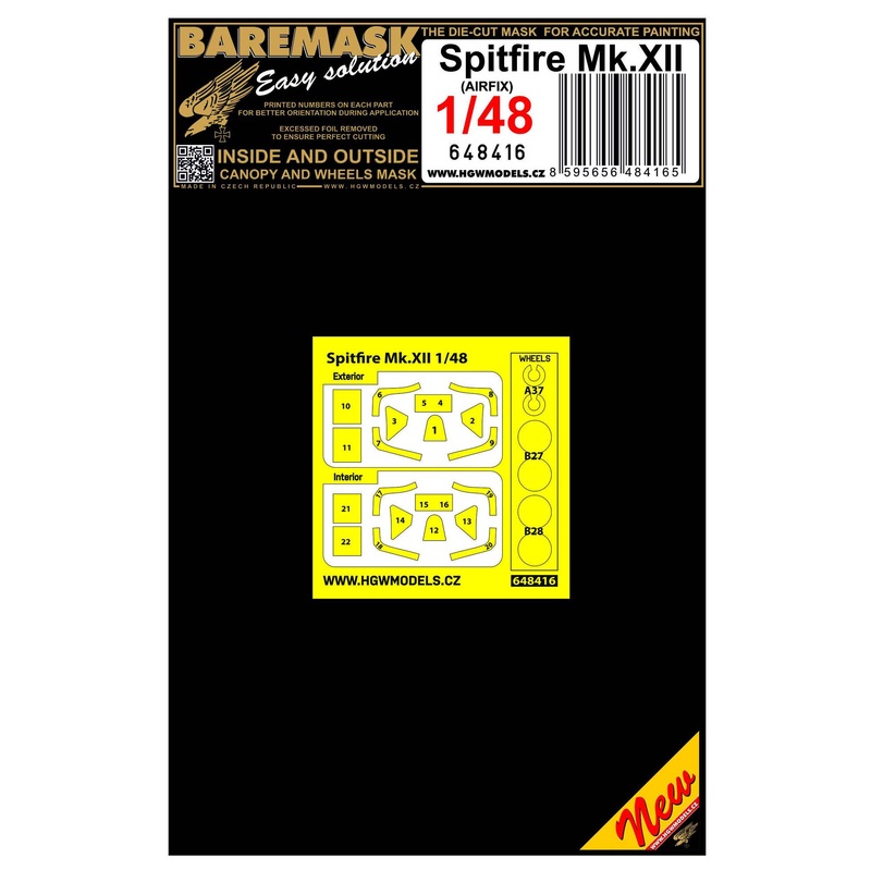 1/48 Spitfire Mk.XII dual-sided paint mask (for Airfix)