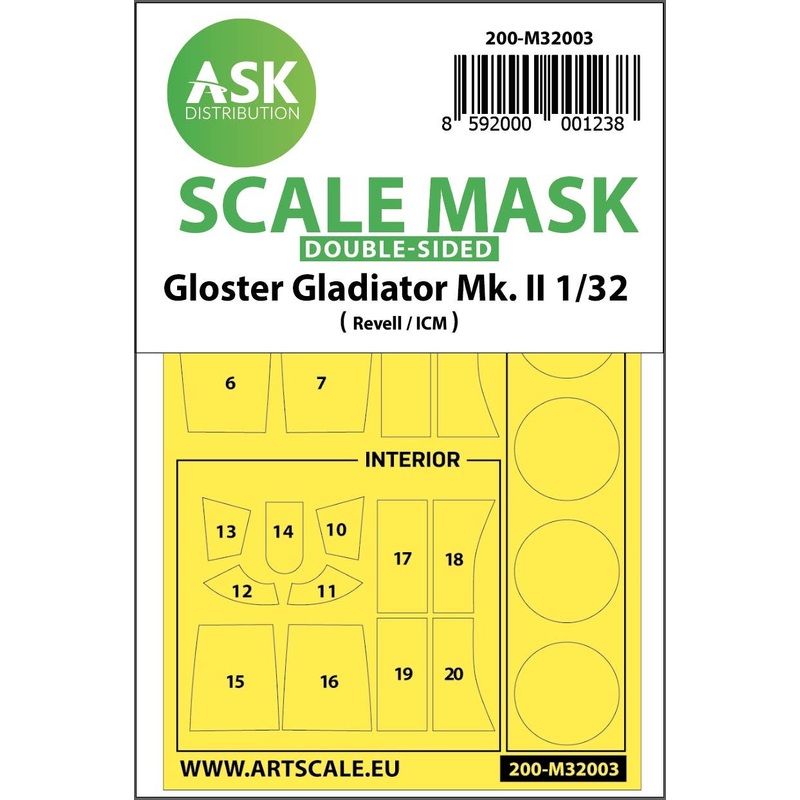 1/32 Gloster Gladiator double-sided painting mask for ICM
