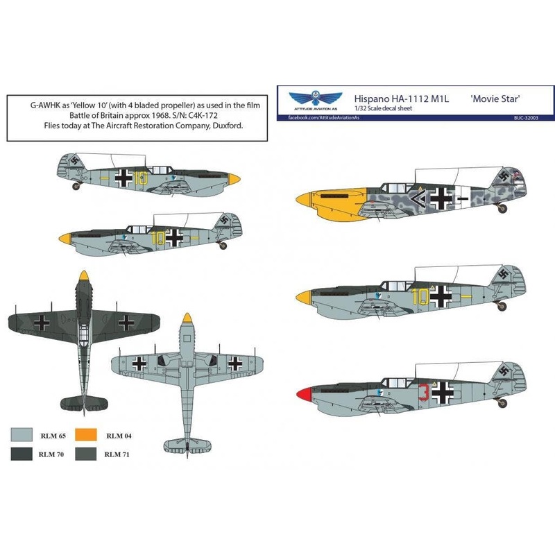 1/32 Hispano HA-1112 M1L Movie Star Decal Sheet + Resin Parts
