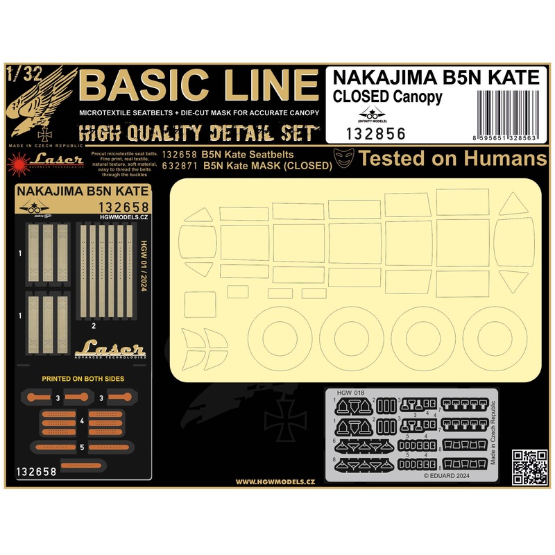 1/32 NAKAJIMA B5N KATE (CLOSED CANOPY) Seatbelt (BASIC LINE: seatbelts + masks for Infinity Models)