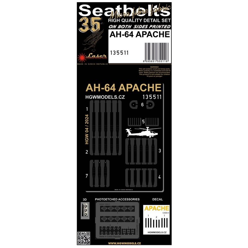 1/35 AH-64 APACHE Seatbelt (pre-cut (laser))