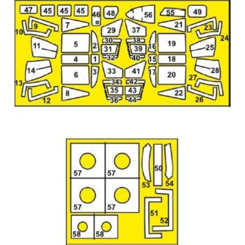 1/35 CH-54 painting mask on yellow kabuki paper for ICM kit 53054