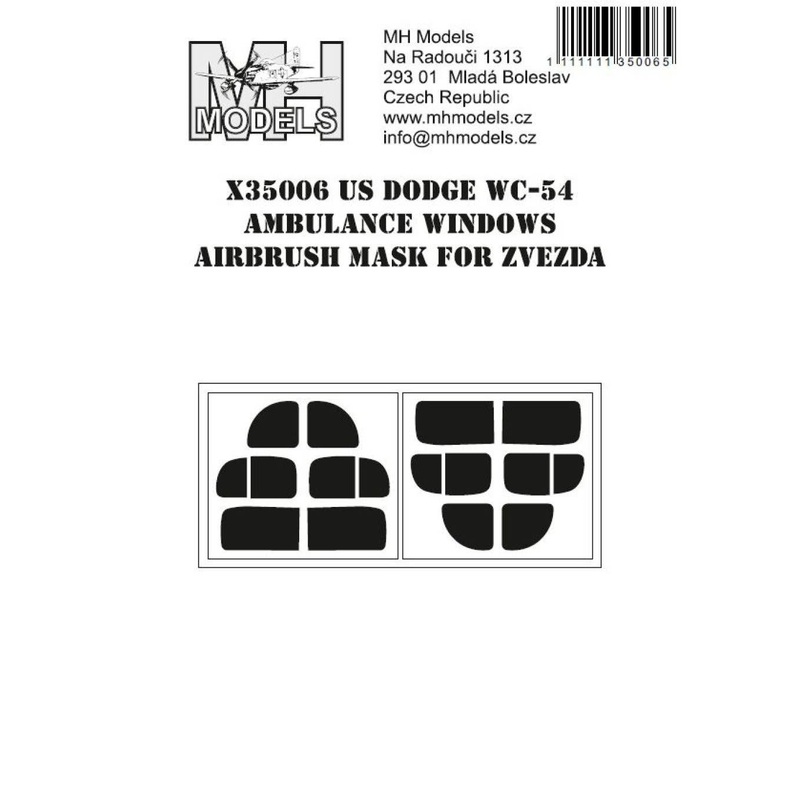 1/35 Dodge WC-54 Ambulance Windows airbrush mask for Zvezda